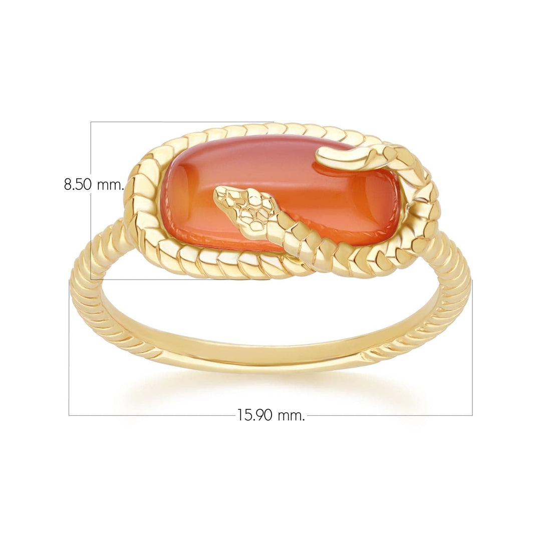 253R723402925 ECFEW Carnelian Snake Ring in Gold Plated Sterling Silver dimension