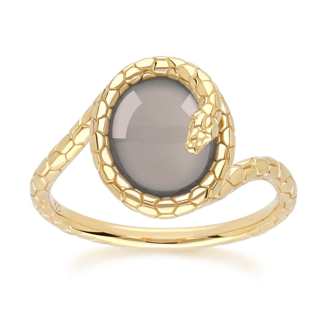 Gold Plated Moonstone Ring with Snake