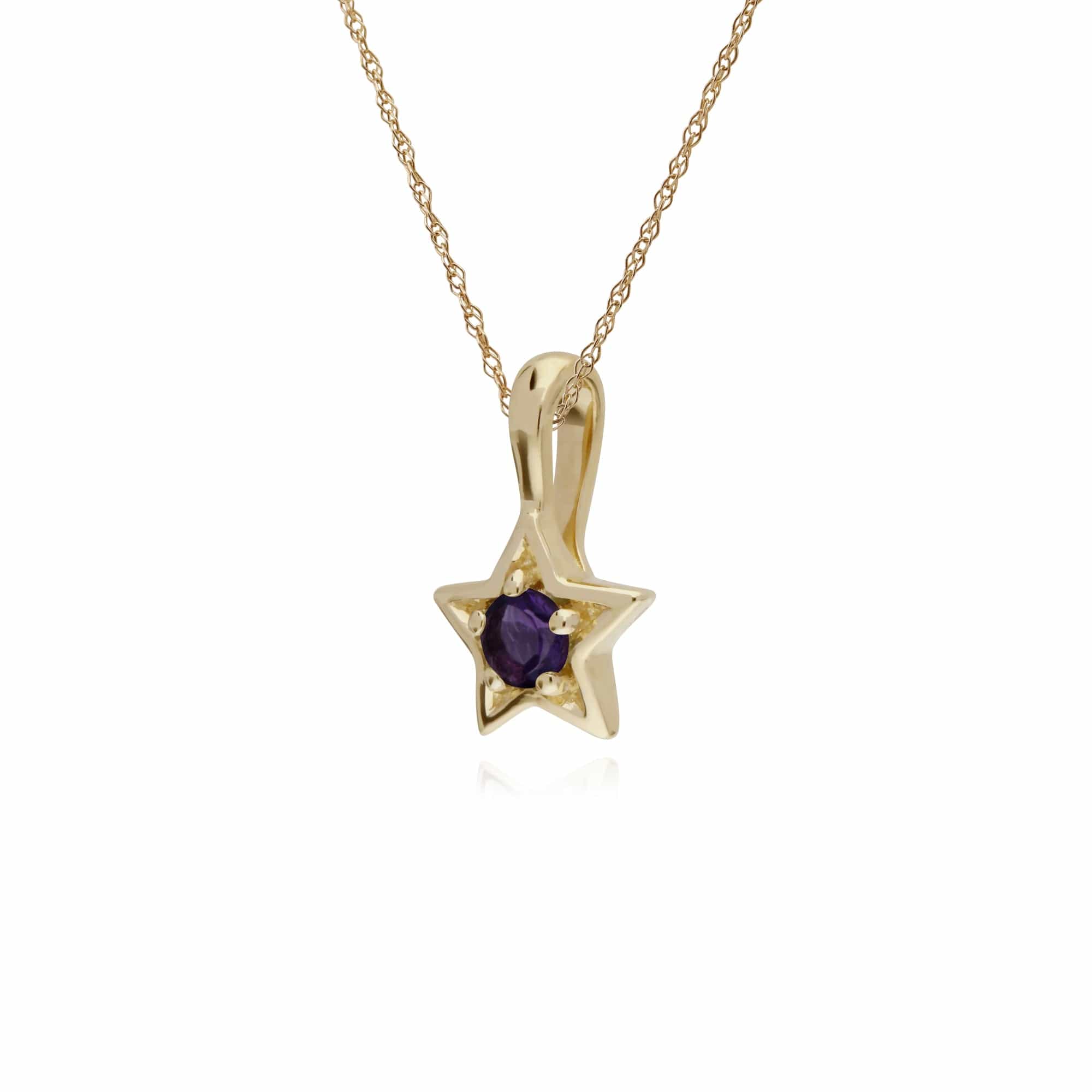 135P1874059 Gemondo 9ct Yellow Gold Amethyst Single Stone Star 45cm Necklace 2