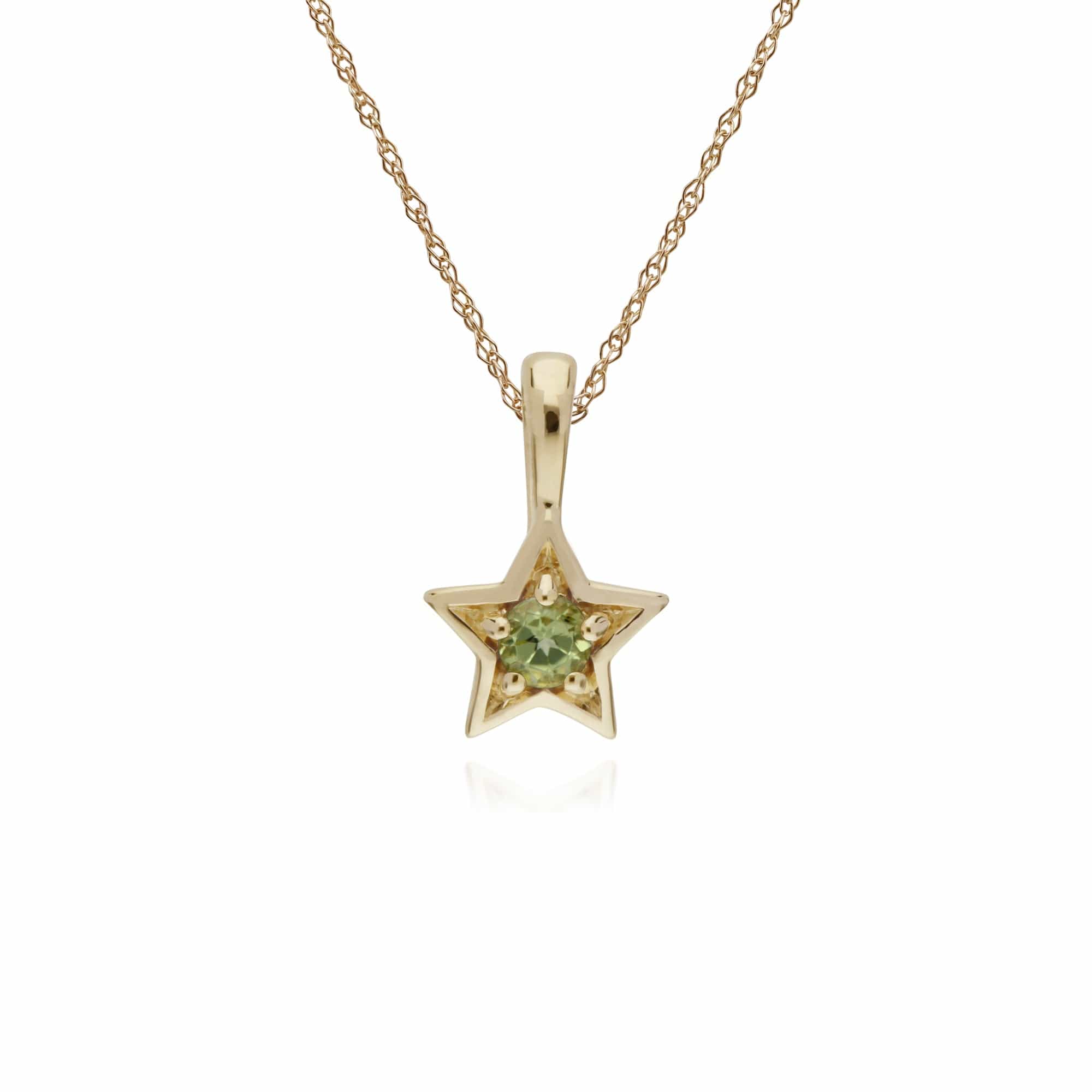 Classic Single Stone Round Peridot Star Pendant in 9ct Yellow Gold - Gemondo