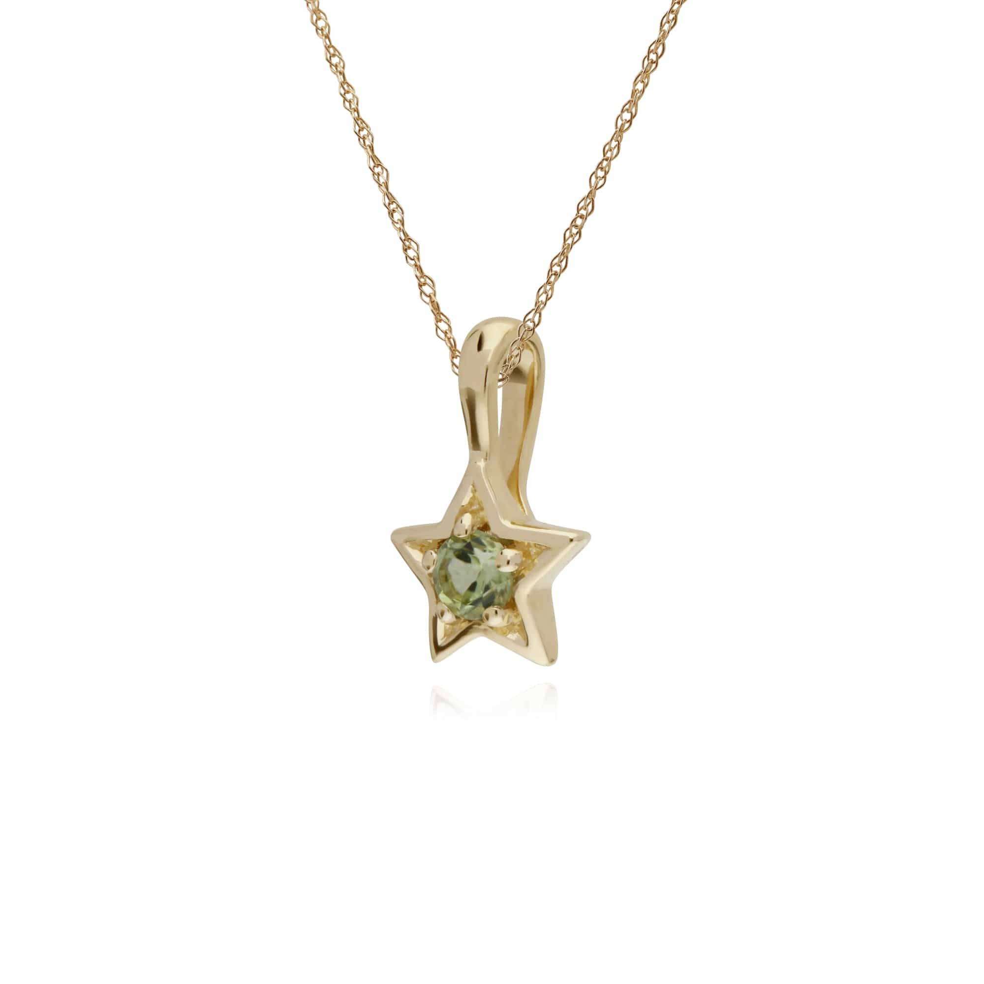 Classic Single Stone Round Peridot Star Pendant in 9ct Yellow Gold - Gemondo