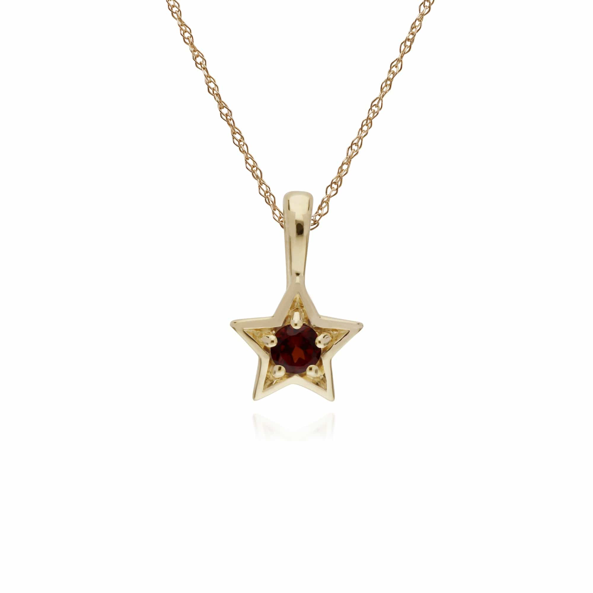 Gemondo 9ct Yellow Gold Garnet Single Stone Star 45cm Necklace - Gemondo