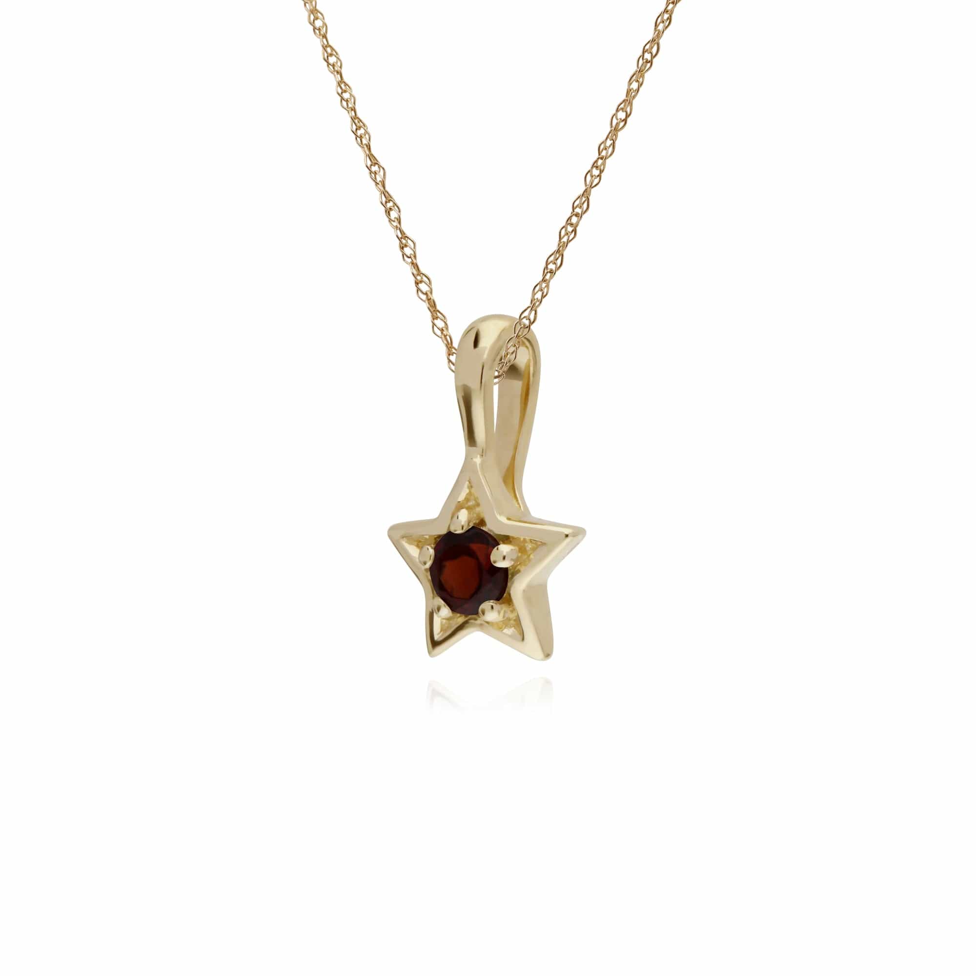 Gemondo 9ct Yellow Gold Garnet Single Stone Star 45cm Necklace - Gemondo