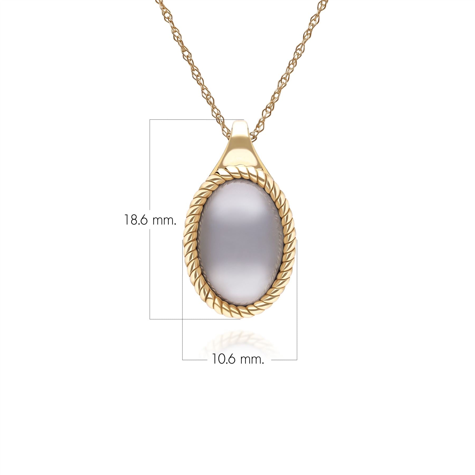 Classic Oval Black Moonstone Pendant Necklace in 9ct Yellow Gold