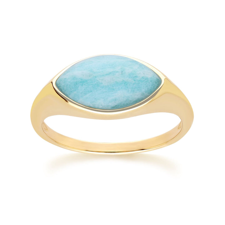 Klassischer Marquise-Amazonitring in 9 Karat Gelbgold