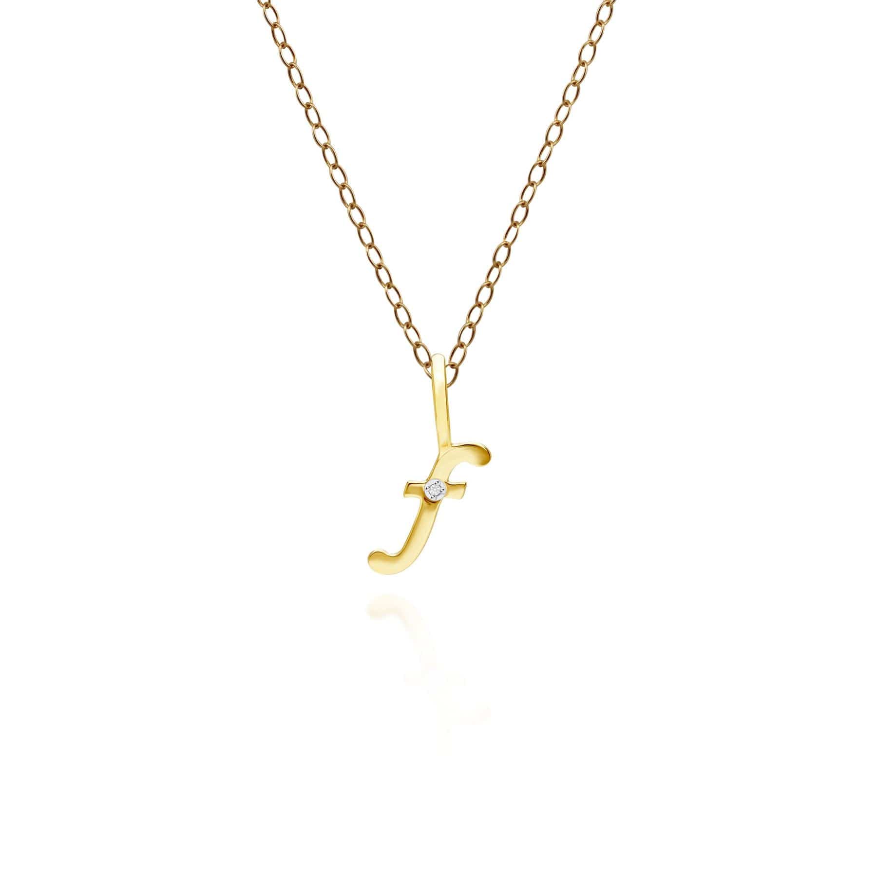 191P0777019 Alphabet Letter F Diamond pendant in 9ct Yellow Gold Front