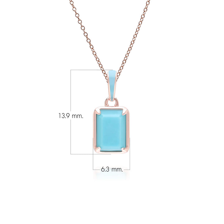 Siberian Waltz Halskette mit blauem Emaille- und achteckigem Türkis-Anhänger aus Roségold-Vermeil