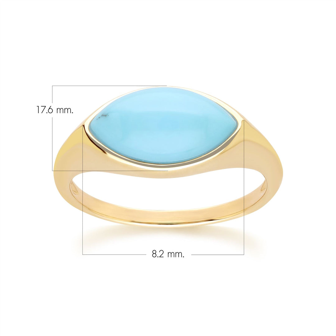 Klassischer Marquise-Türkisring in 9 Karat Gelbgold