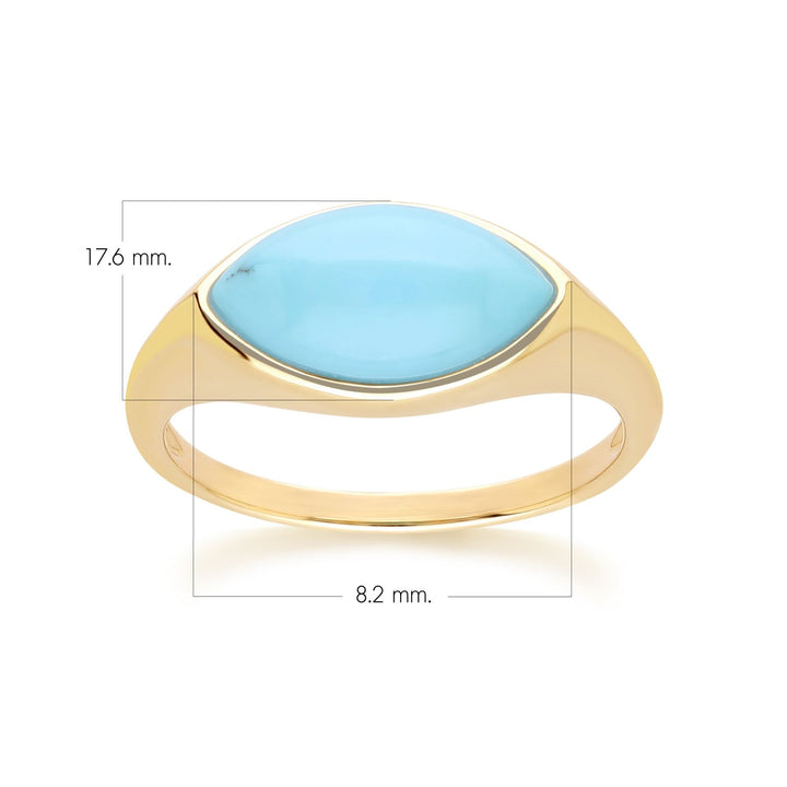 Klassischer Marquise-Türkisring in 9 Karat Gelbgold