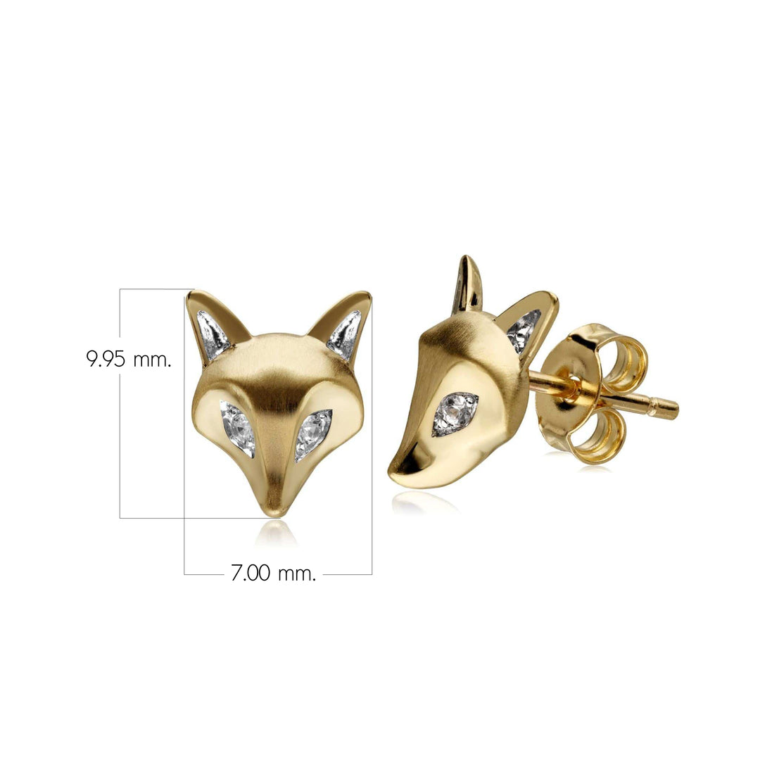 Gardenia Weißer Saphir-Fuchs-Ohrringe aus 9 Karat Gold