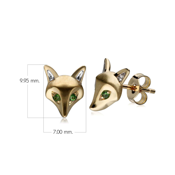 Gardenia Tsavorit-Fuchs-Ohrringe aus 9-karätigem Gold
