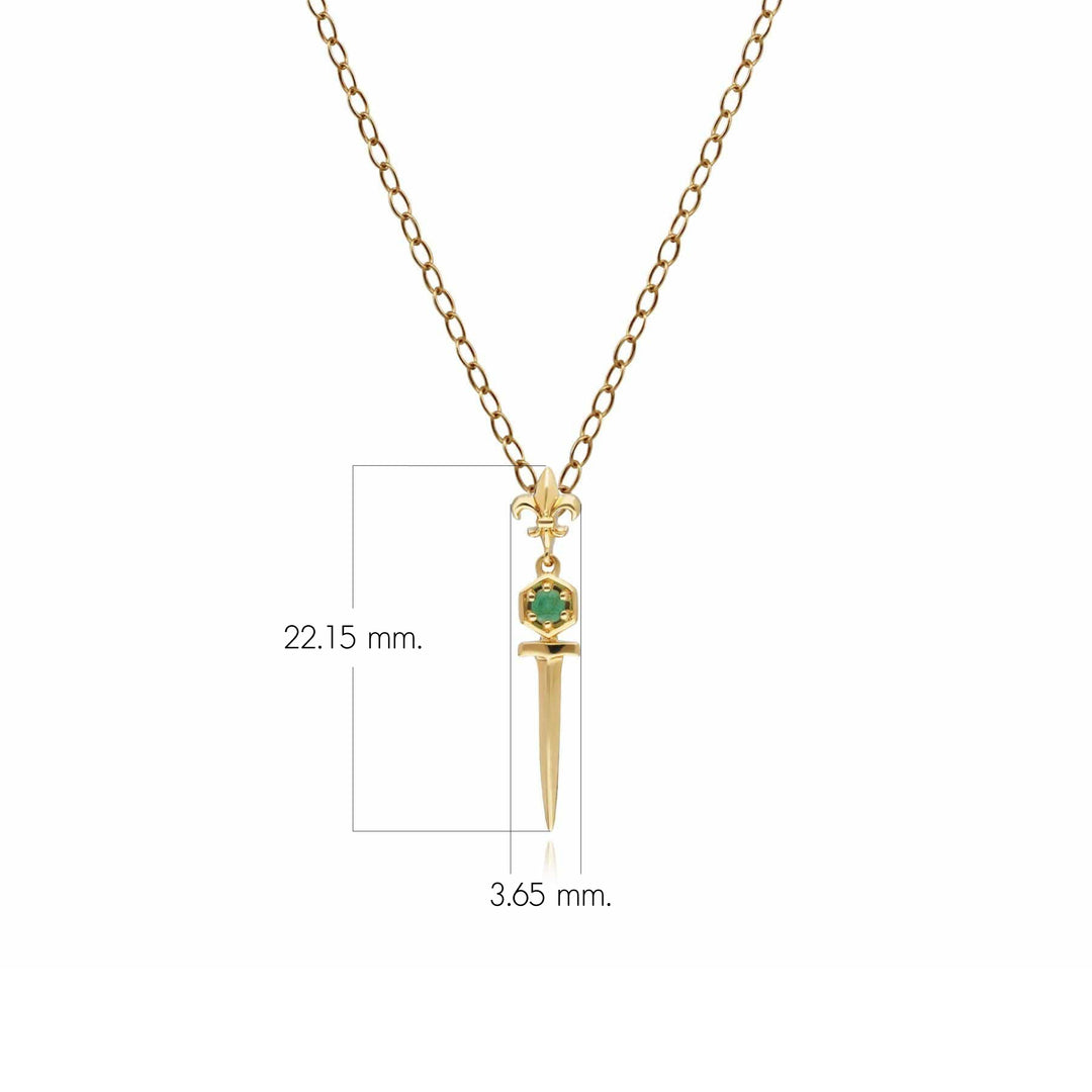 ECFEW™ Smaragd-Schwert-Anhänger-Halskette aus 9 Karat Gelbgold