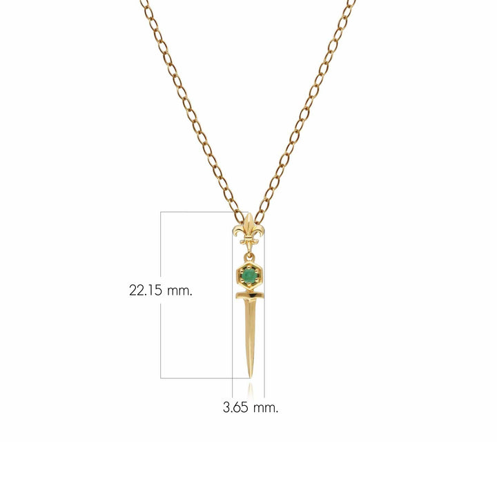 ECFEW™ Smaragd-Schwert-Anhänger-Halskette aus 9 Karat Gelbgold