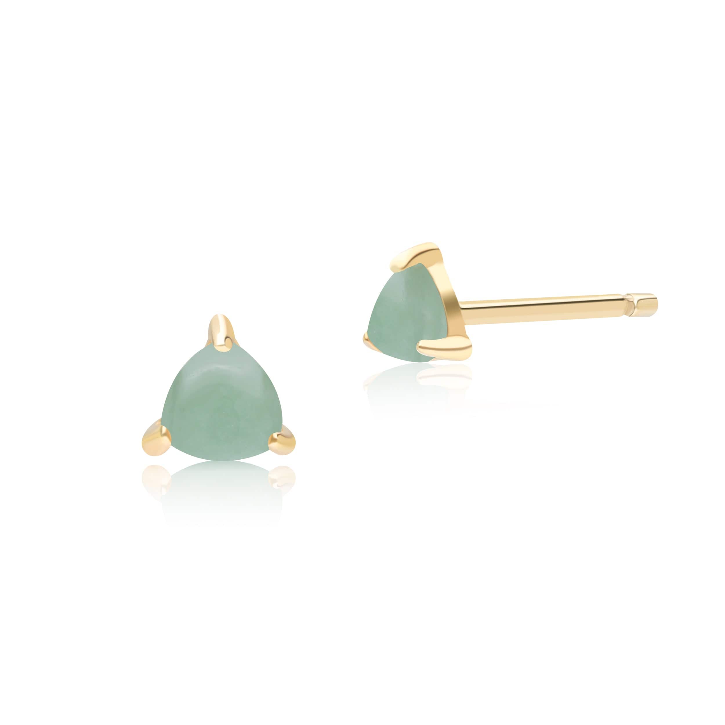 135E1183039 Classic Trillion Green Jade Triangle Stud Earrings in 9ct Yellow Gold 1