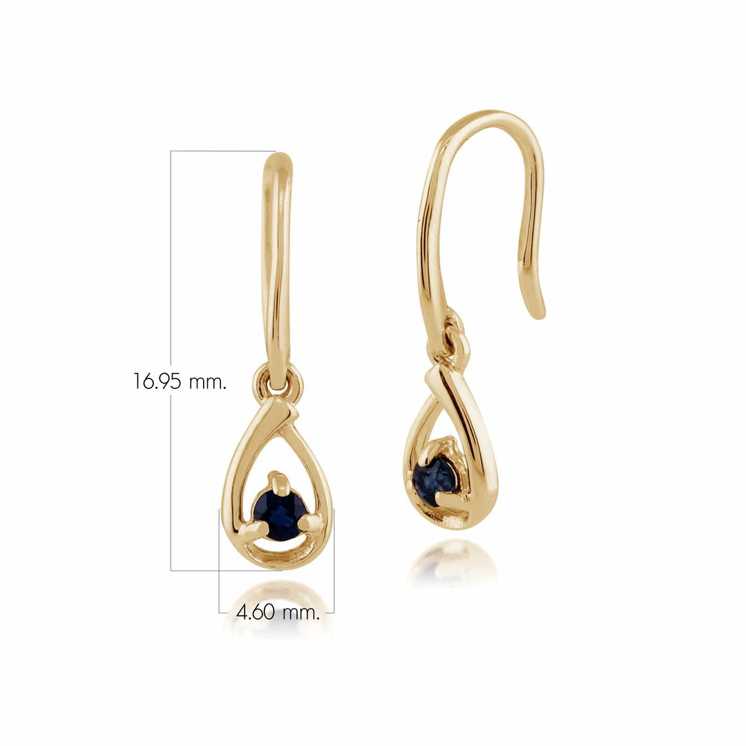 Klassische runde Saphir-Haken-Ohrringe in 9 Karat Gold
