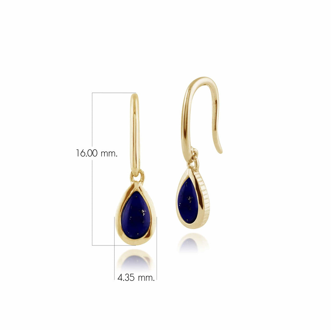 Klassische Birnen-Lapislazuli-Ohrhänger in 9 Karat Gelbgold