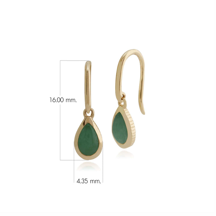 Classic Green Jade Bezel Set Drop Ohrringe in 9 Karat Gelbgold