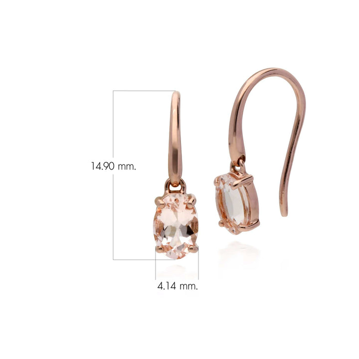 Klassische ovale Morganit-Tropfenfischhaken-Ohrringe in 9 Karat Roségold