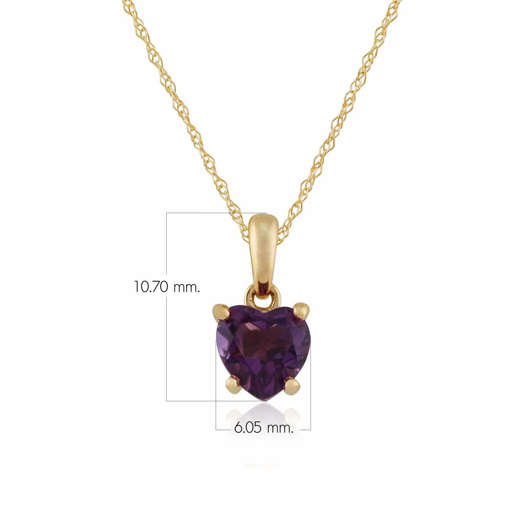 Klassischer Herz-Amethyst-Anhänger in 9 Karat Gelbgold