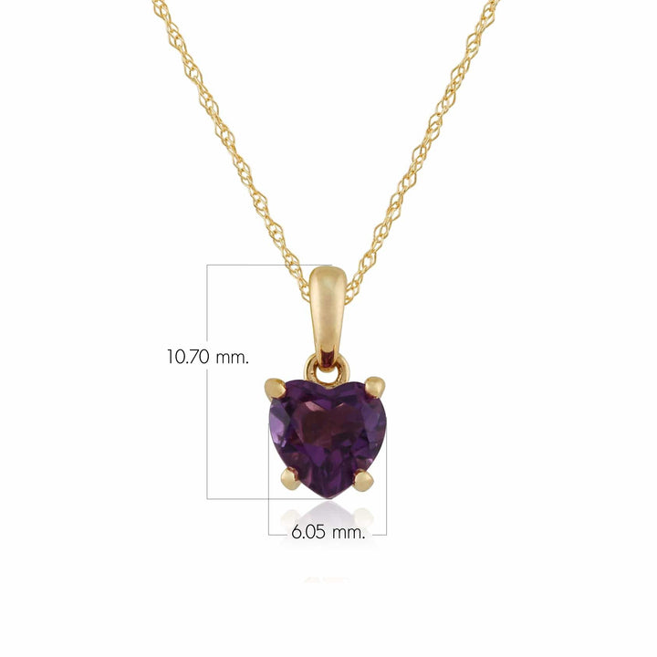 Klassischer Herz-Amethyst-Anhänger in 9 Karat Gelbgold