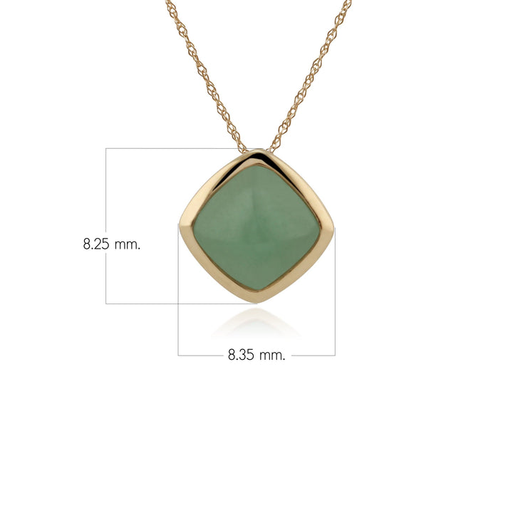 Classic Cushion Green Jade Bezel Set Anhänger in 9 Karat Gelbgold