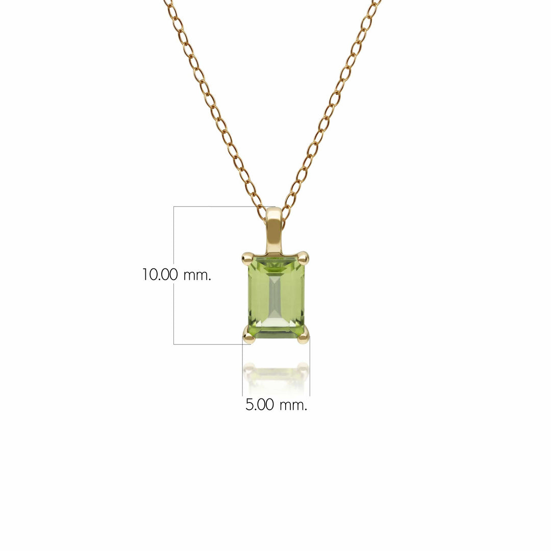 Klassischer Baguette-Peridot-Anhänger in 9 Karat Gelbgold