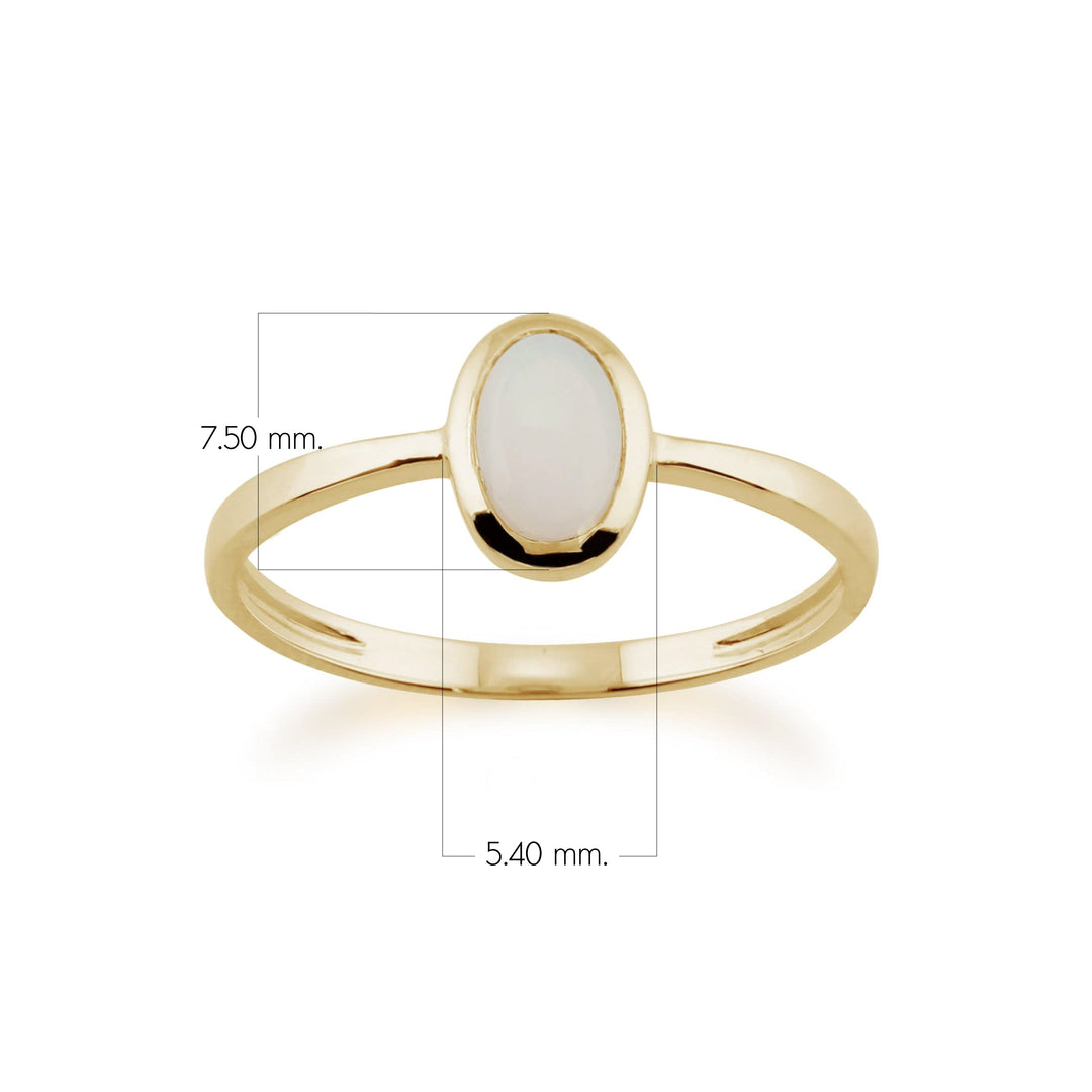 Klassischer ovaler Opalring aus 9 Karat Gelbgold