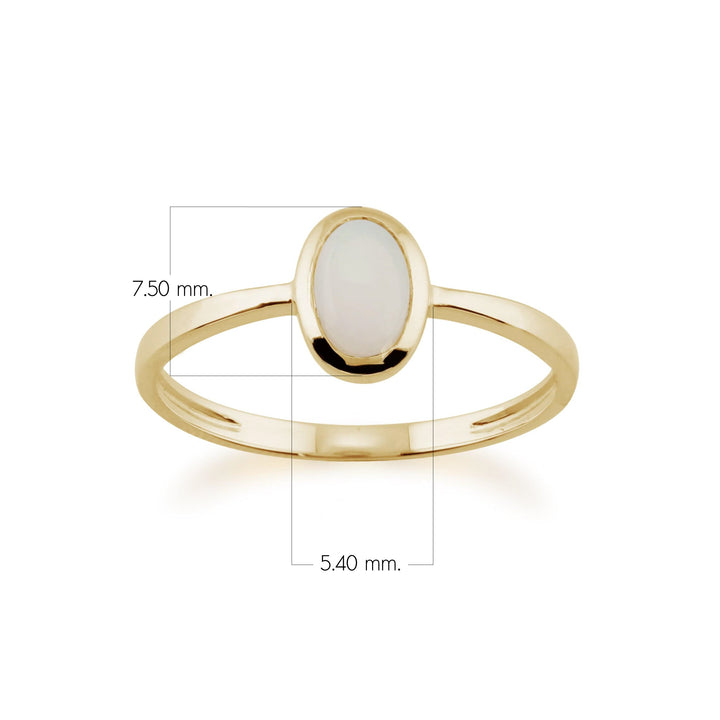 Klassischer ovaler Opalring aus 9 Karat Gelbgold