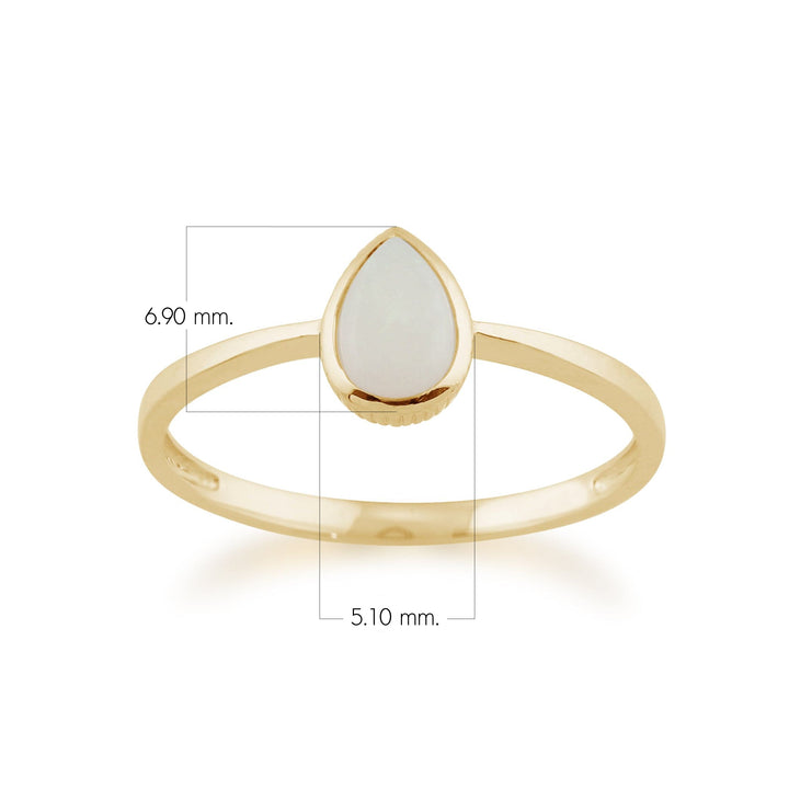 Klassischer birnenförmiger Opalring aus 9 Karat Gelbgold