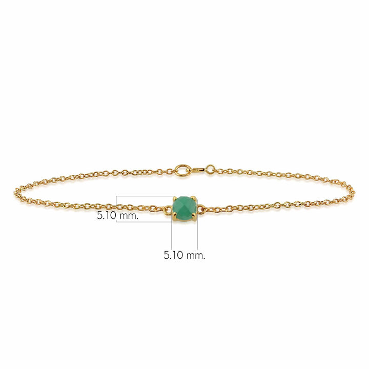 Klassisches rundes Smaragd-Schachbrett-Armband in 9 Karat Gelbgold
