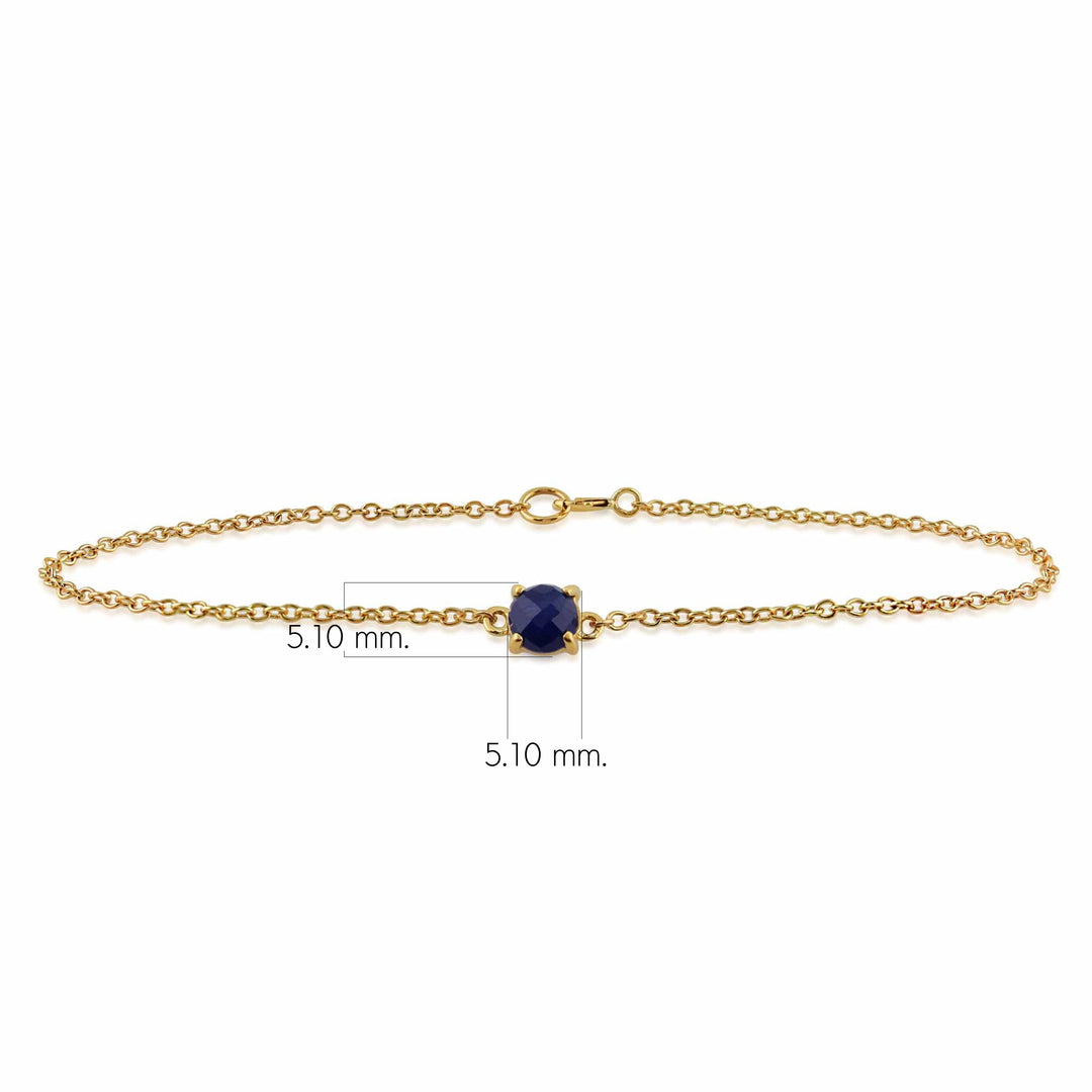 Klassisches Schachbrett-Armband mit rundem Saphir in 9 Karat Gelbgold