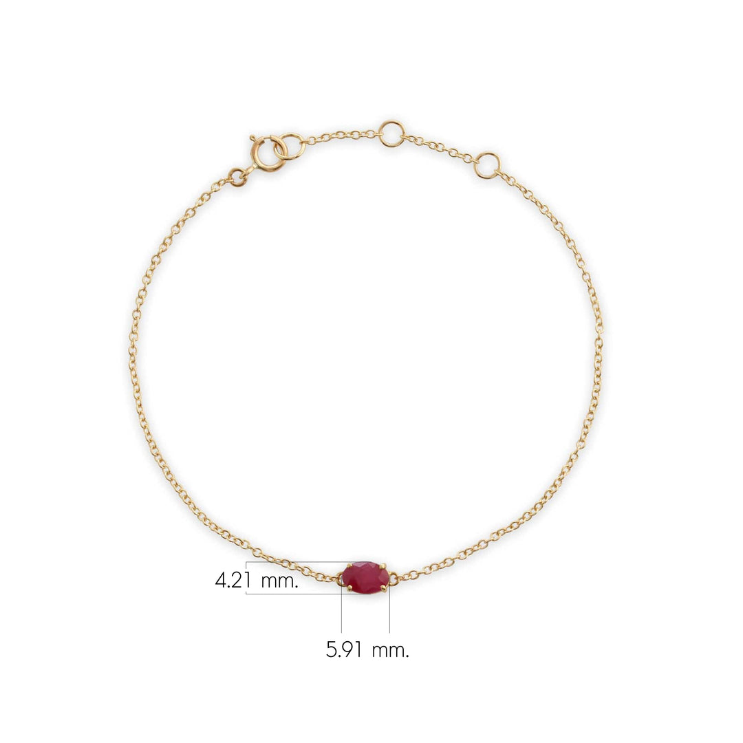 Klassisches ovales Rubin-Einzelstein-Armband in 9 Karat Gelbgold
