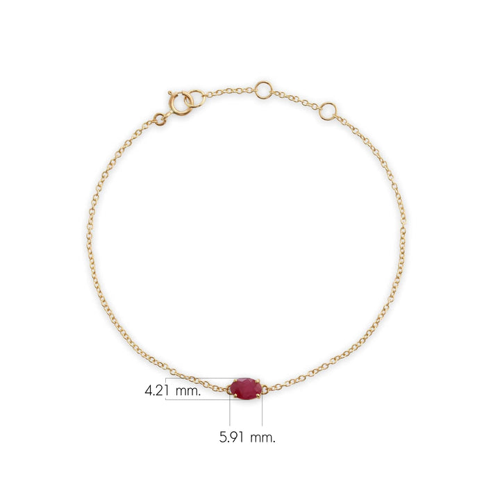 Klassisches ovales Rubin-Einzelstein-Armband in 9 Karat Gelbgold