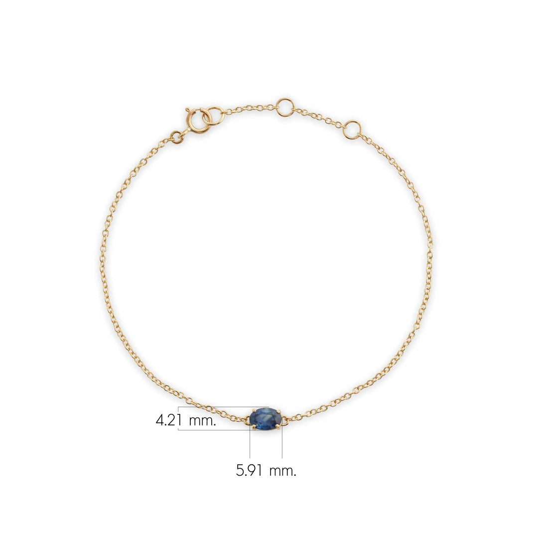 Klassisches ovales Saphir-Einzelstein-Armband in 9 Karat Gelbgold
