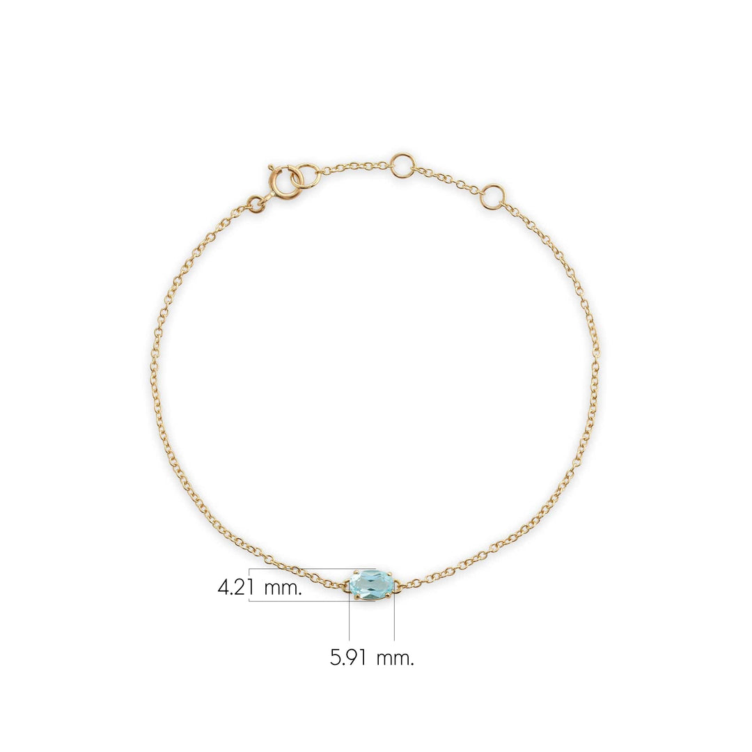 Klassisches ovales Einzelstein-Armband mit blauem Topas aus 9 kt Gelbgold