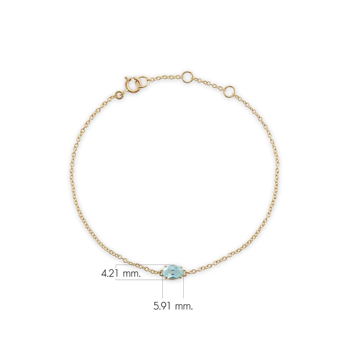 Klassisches ovales Einzelstein-Armband mit blauem Topas aus 9 kt Gelbgold