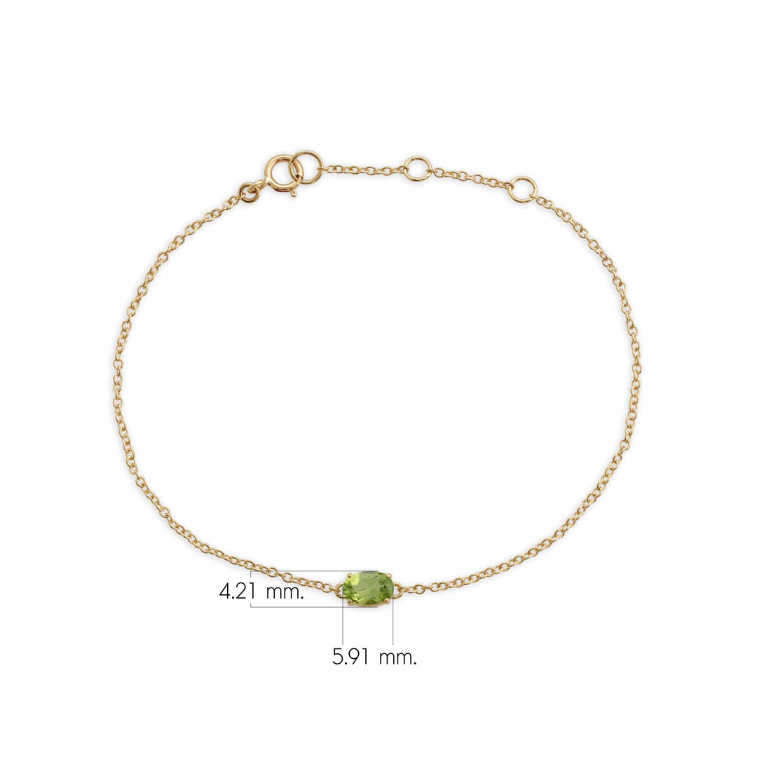 Klassisches ovales Peridot-Einzelsteinarmband aus 9 kt Gelbgold