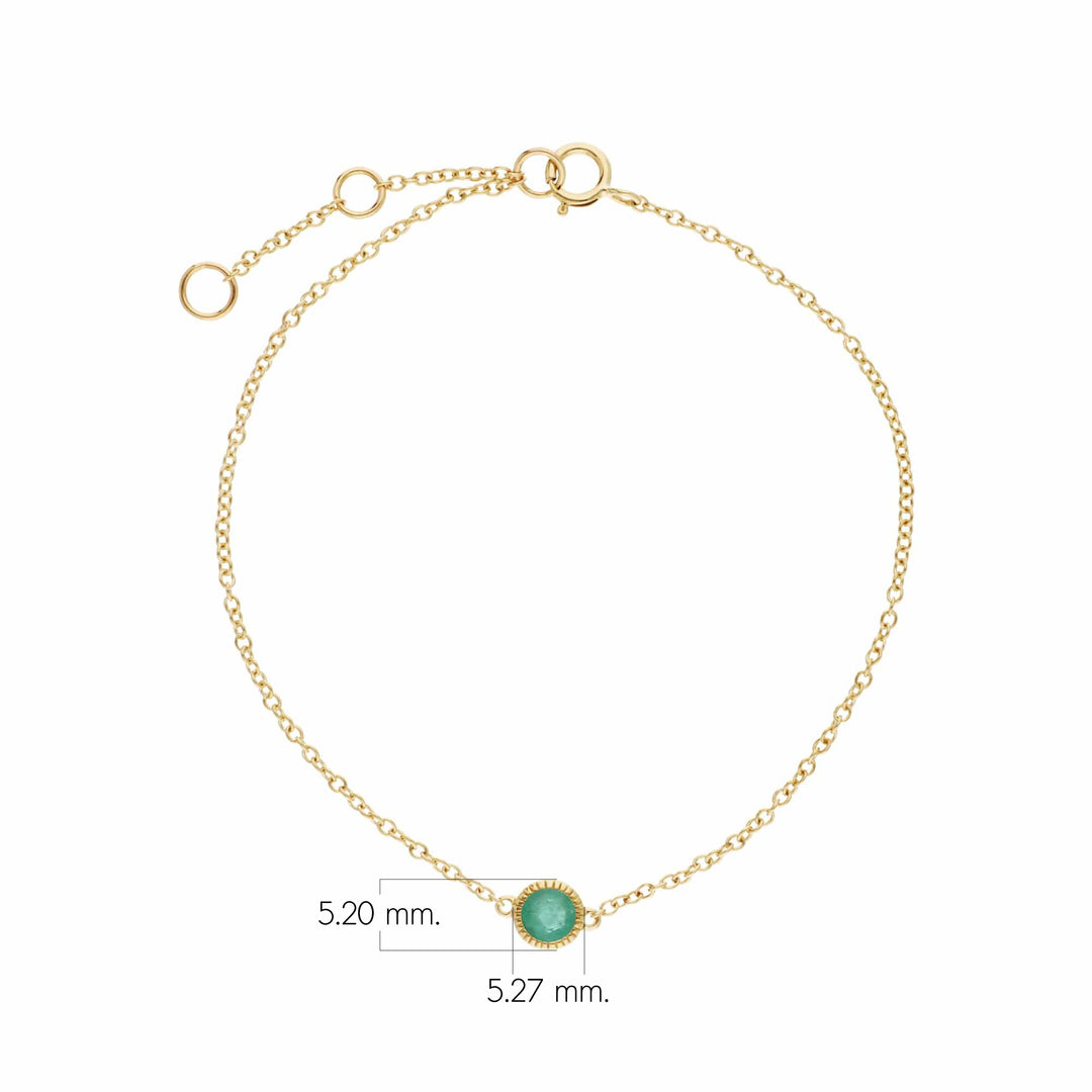 Klassisches rundes Smaragd-Milgrain-Armband mit einem einzelnen Stein in 9 Karat Gold