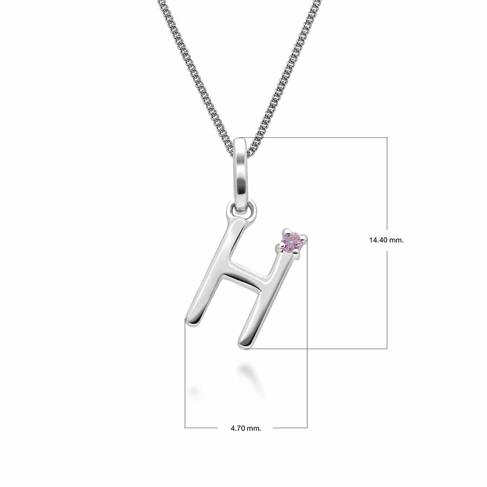 Rosa Saphir-Anfangsbuchstaben-Anhänger-Halskette aus 9 Karat Weißgold