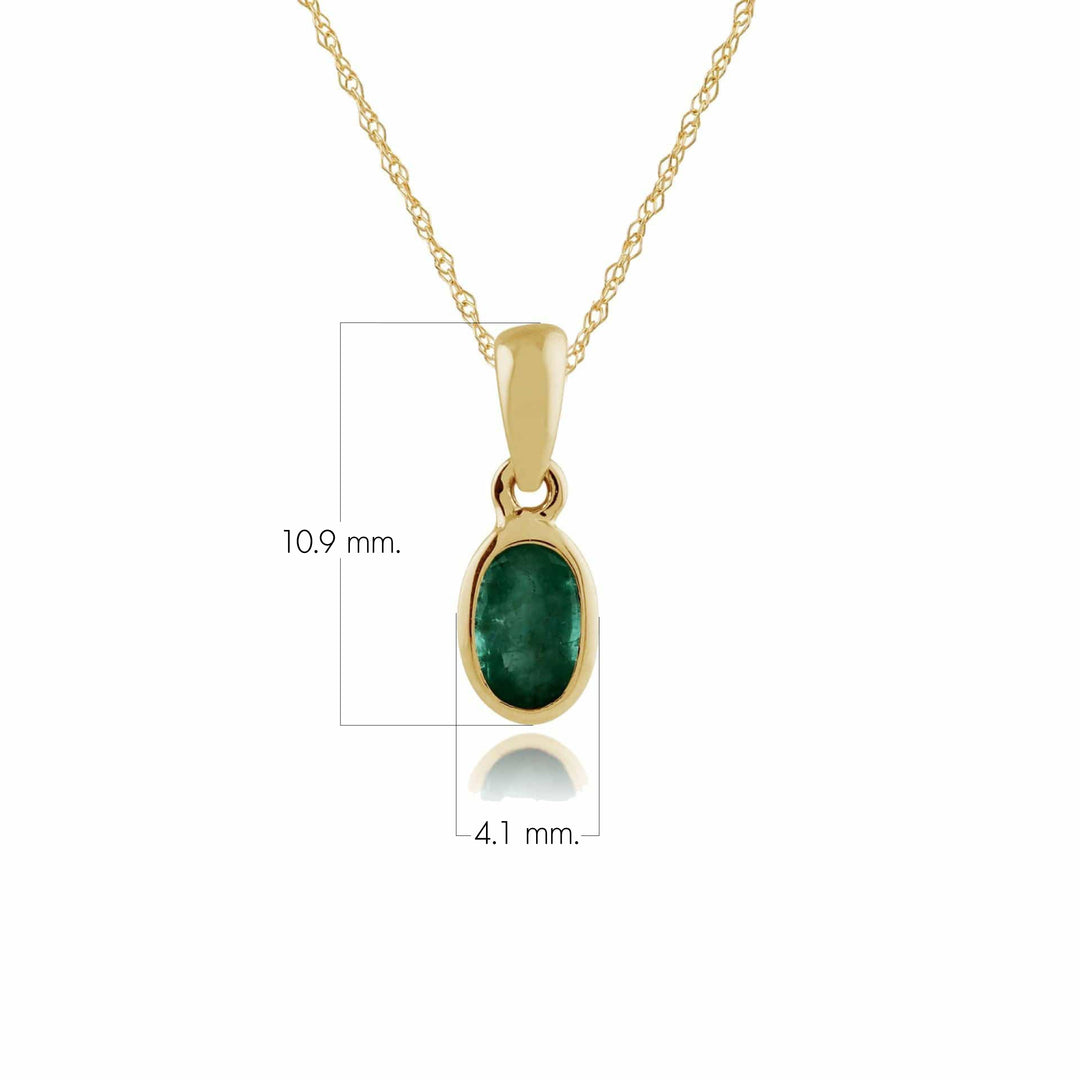 Klassischer ovaler Smaragd-Anhänger in 9 Karat Gelbgold