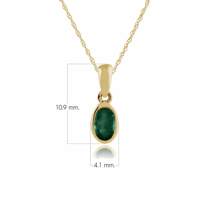 Klassischer ovaler Smaragd-Anhänger in 9 Karat Gelbgold