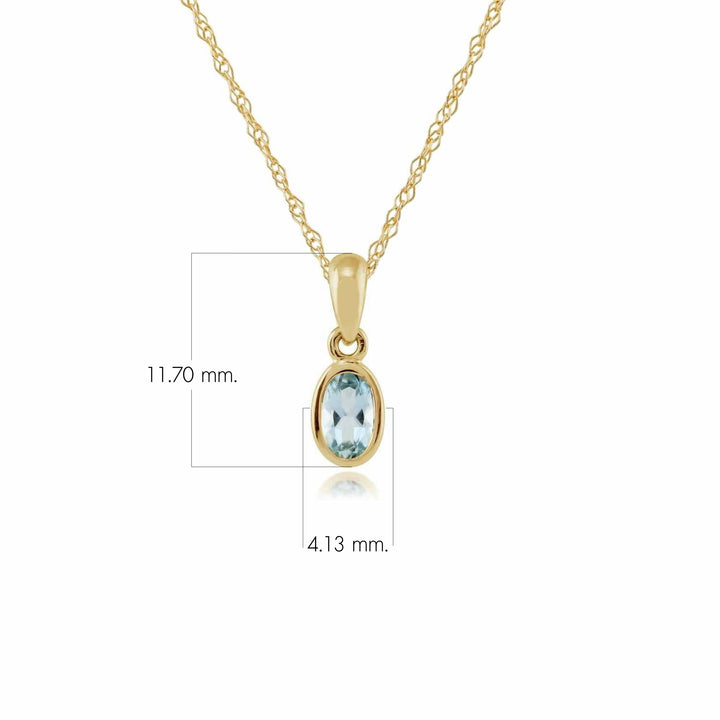 Klassischer ovaler Aquamarin-Anhänger in 9 Karat Gelbgold