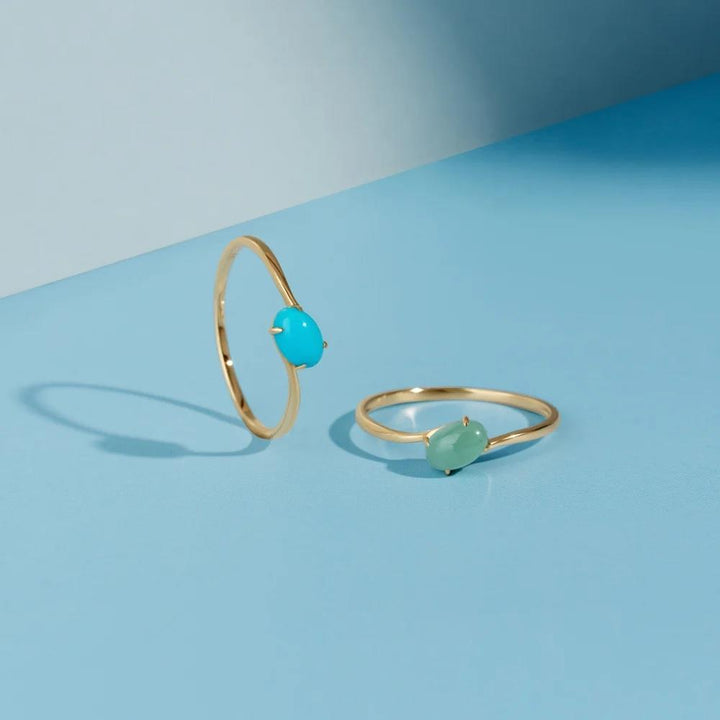 Classic Oval Turquoise Ring in 9ct Yellow Gold 6x4mm