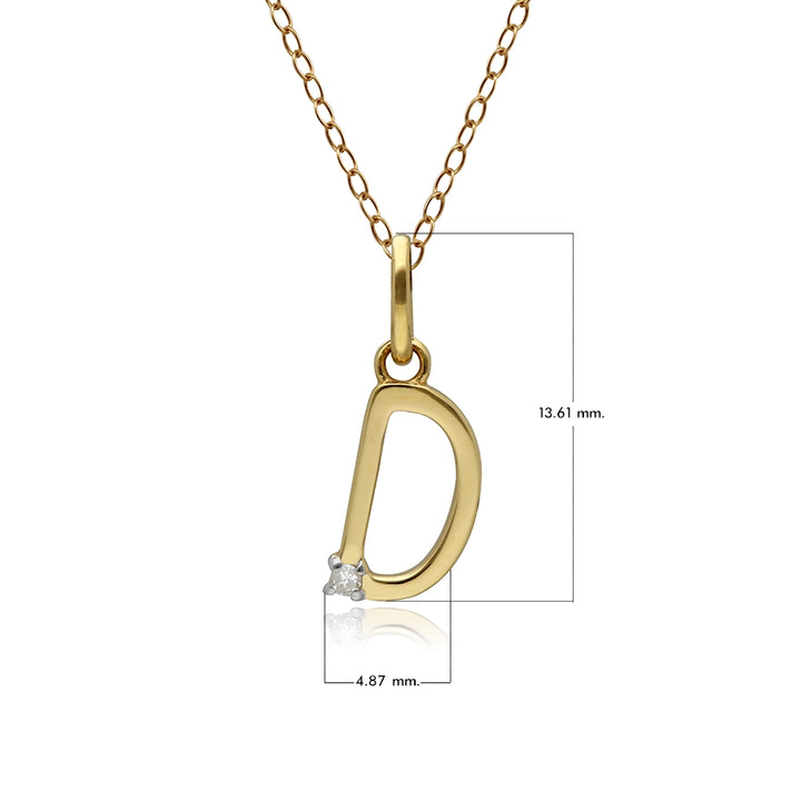 Initialen-Diamant-Buchstaben-Halskette aus 9 Karat Gelbgold