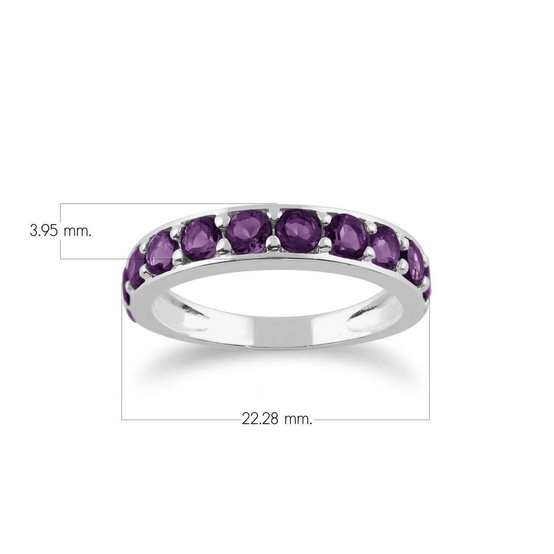 Klassischer runder Halb-Eternity-Ring mit Amethyst aus 925er Sterlingsilber