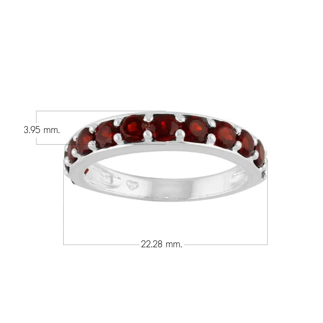 Klassischer runder halber Ewigkeitsring mit Granat aus 925er Sterlingsilber