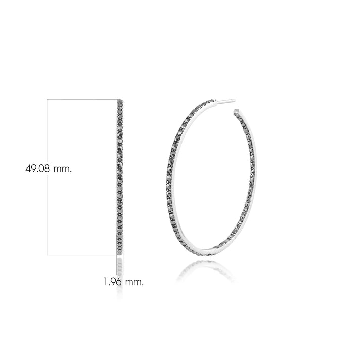 Klassische große Creolen mit rundem Markasit aus 925er Sterlingsilber
