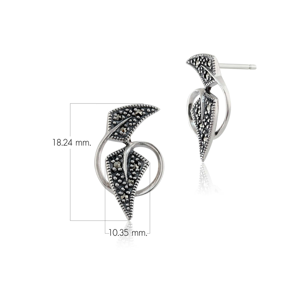 Runde Markasit-Ohrstecker im Jugendstil aus 925er Sterlingsilber