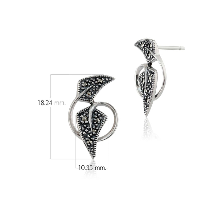Runde Markasit-Ohrstecker im Jugendstil aus 925er Sterlingsilber