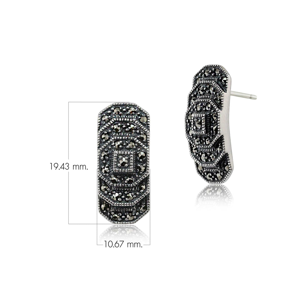 Runde Markasit-Stufen-Ohrstecker im Art-Deco-Stil aus 925er Sterlingsilber